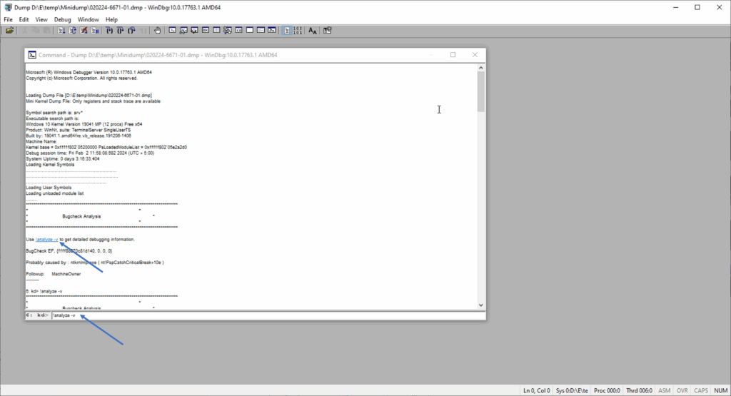 analyze dump