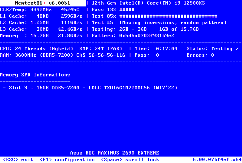 memtest86 testing memory