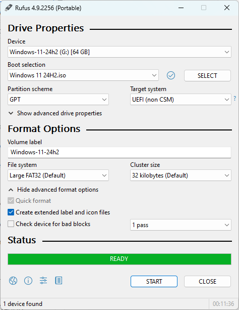 Rufus - usb boot flash