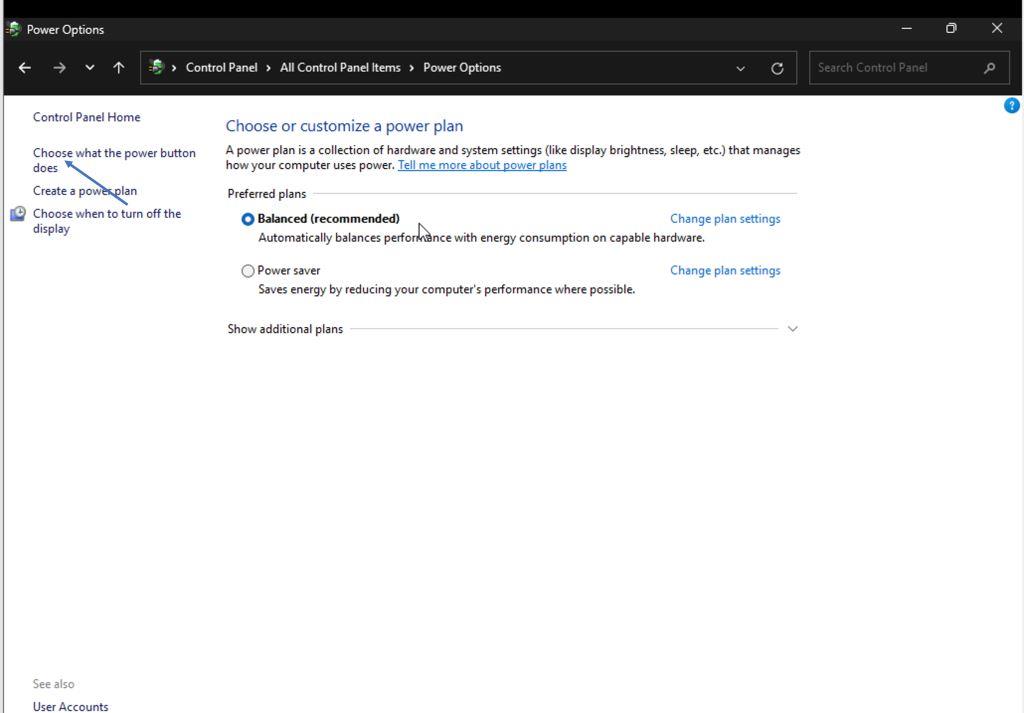 Disable fast startup windows 11