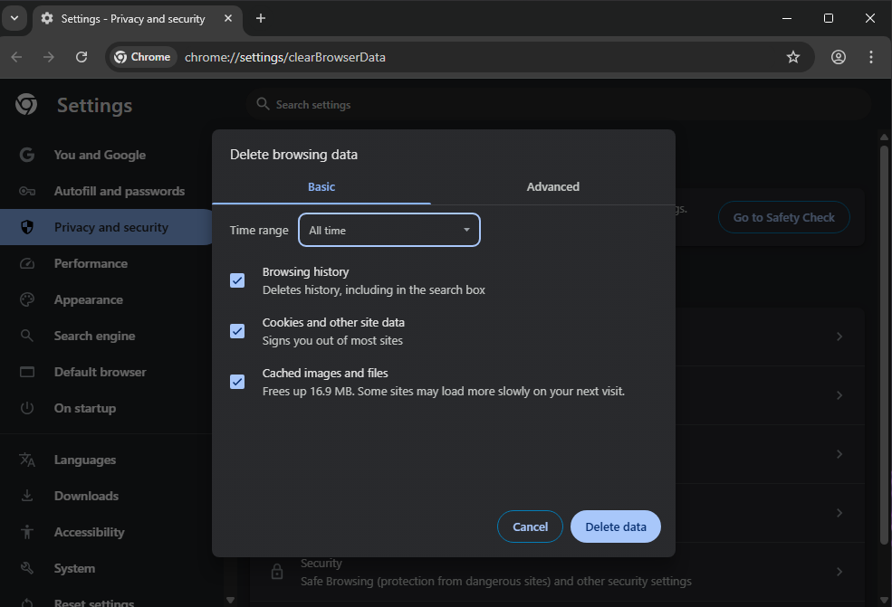 STATUS_ACCESS_VIOLATION clear cache and data