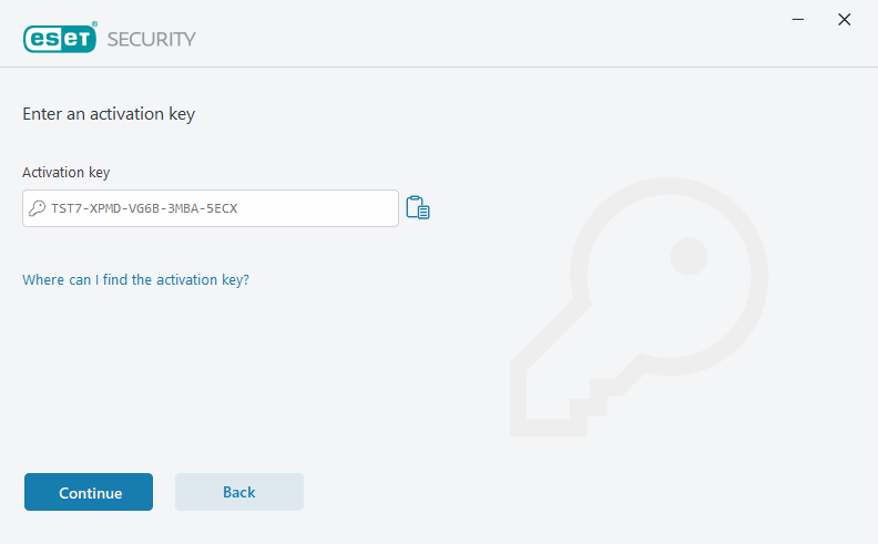 Paste activation keys