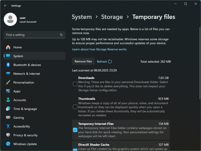 Windows temporary files 