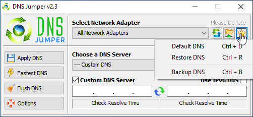 Dns Jumper backup and restore Dns servers