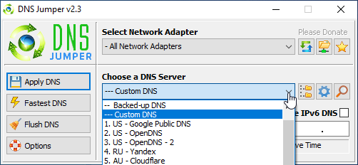Dns Jumper choose a Dns