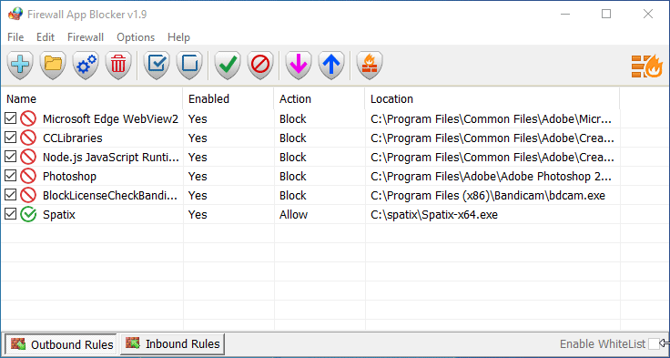 Firewall Application blocker Add process