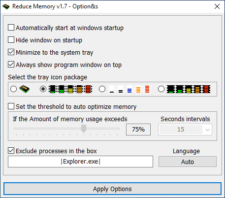 Reduce memory options