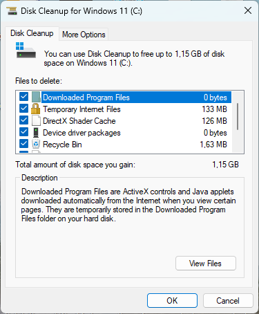 Clean up system files windows 11