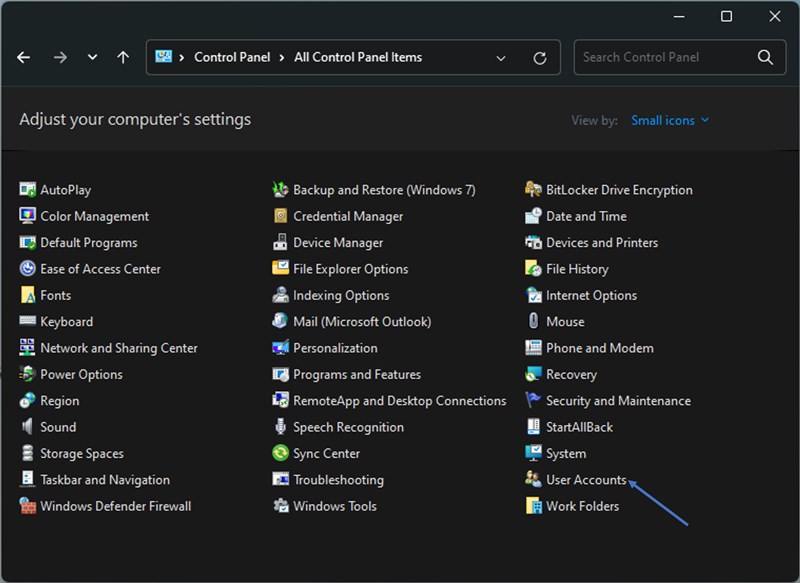 Control panel accounts