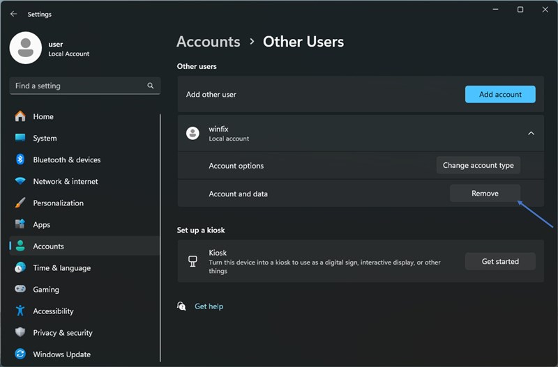 delete users in Windows 10/11