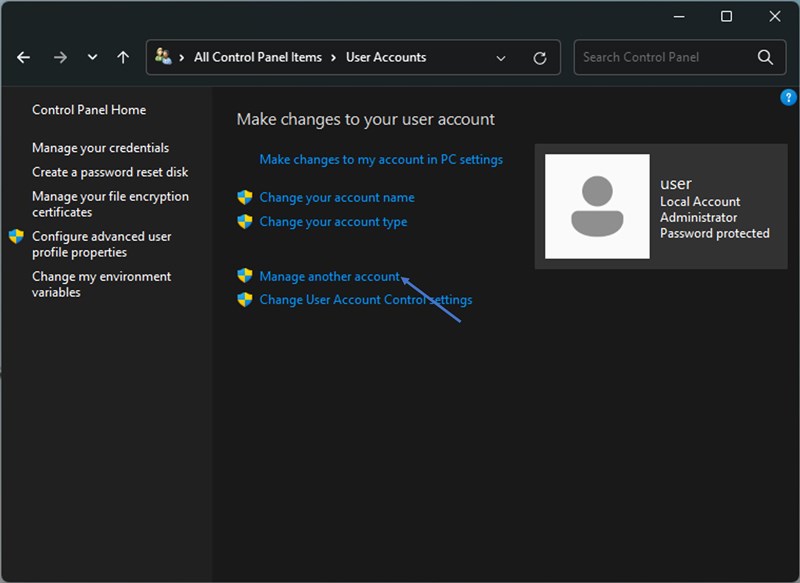 Manage account