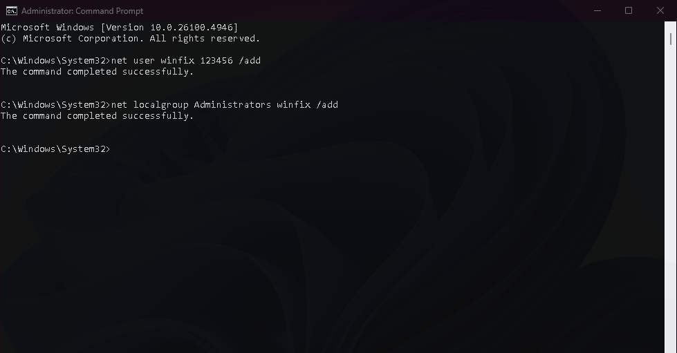 Create a New User Account in CMD