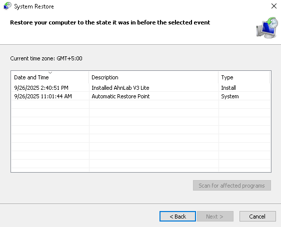 Restore System Windows