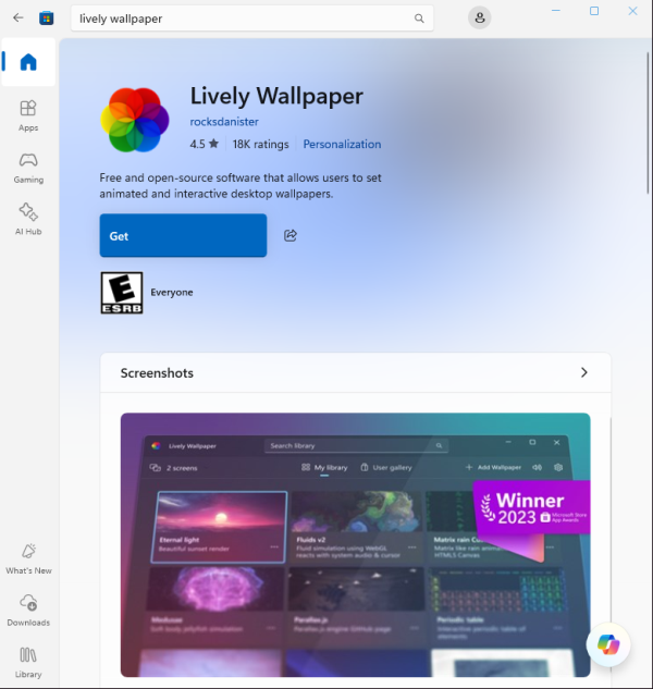 Download Lively Wallpaper Microsoft strore
