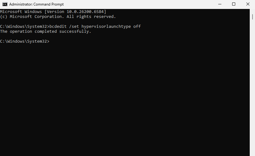 Command Prompt to Disable VBS