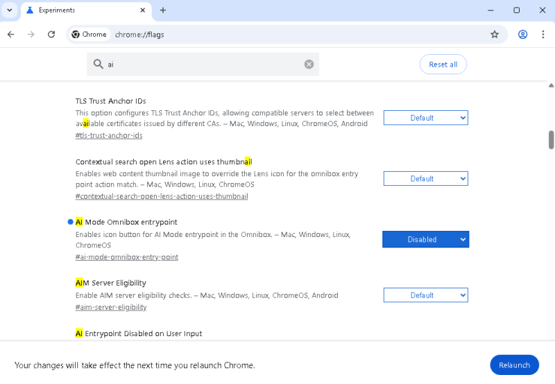 ai-mode-google-chrome-disable