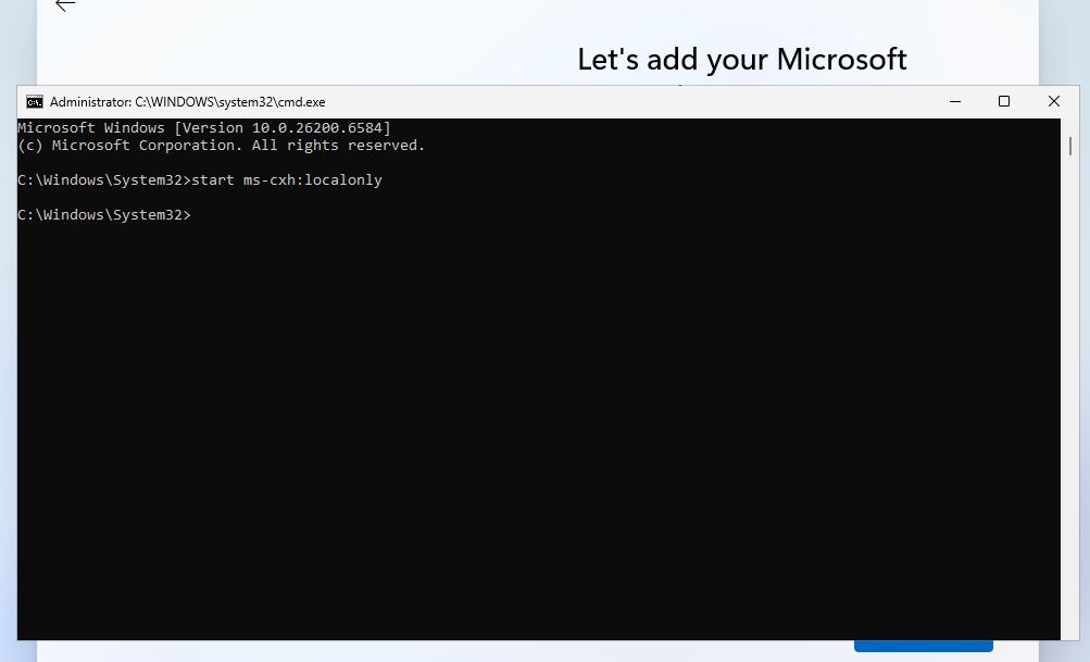 start ms-cxh:localonly